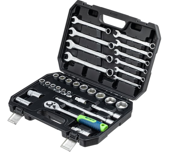 Изображение товара Набор инструментов СИБРТЕХ 1/2", пластиковый кейс, 32 предмета 13393