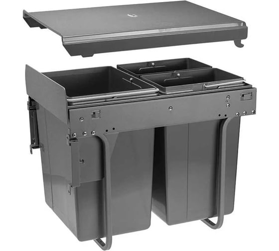 Изображение товара Сегрегатор для модуля 400 мм (20 л+2x10 л) антрацит, с креплением фасада, с доводчиком GTV PB-45-MF202x10-60A