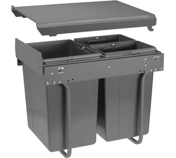 Изображение товара Сегрегатор для модуля 400 мм (20 л+2x10 л) антрацит, без крепления фасада, с доводчиком GTV PB-45-202X10-60A