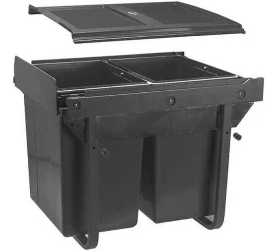 Изображение товара Сегрегатор для модуля 400 мм (2x20 л) антрацит, без крепления фасада, с доводчиком GTV PB-45-002x20-60A