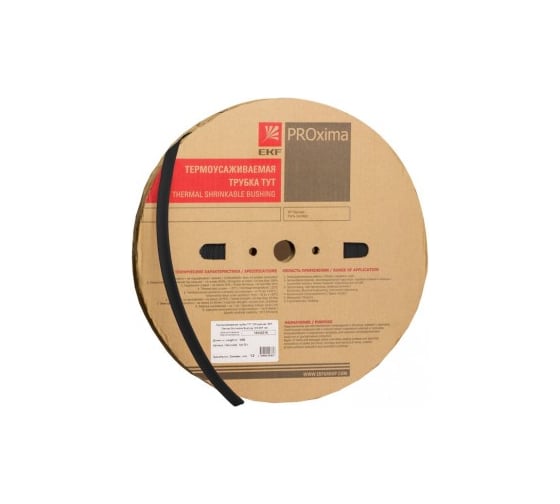 Изображение товара Термоусаживаемая трубка EKF ТУТ нг 6/3 черная рулон 100 м PROxima tut-6-b