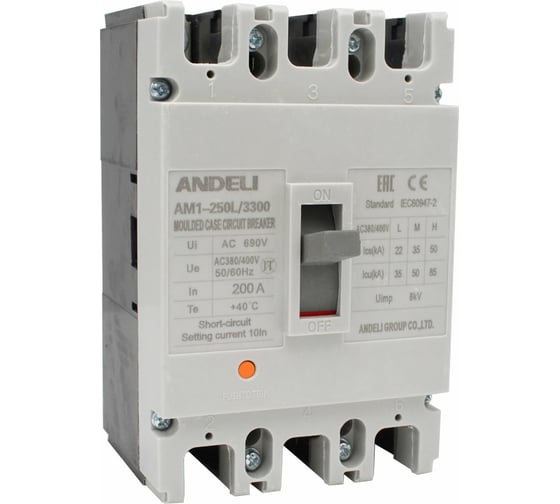Изображение товара Автоматический выключатель ANDELI AM1-250L/3P 200A 35KA ADL06-041