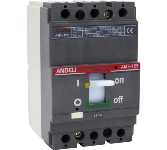 Изображение товара Автоматический выключатель ANDELI AM3-125S/3P 125A 25KA ADL06-804