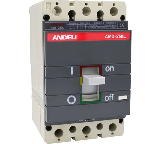 Изображение товара Автоматический выключатель ANDELI AM3-250S/3P 200A 65KA ADL06-821