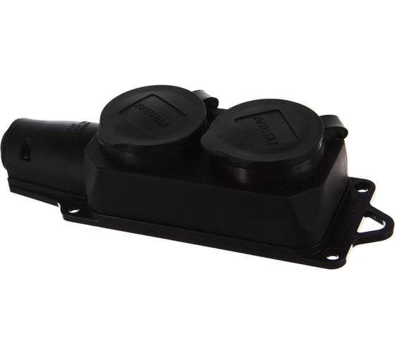 Изображение товара Двухместная розетка с заглушками ANDELI каучук AM-K05 2Р+РЕ 16А 220В IP44 ADL13-064