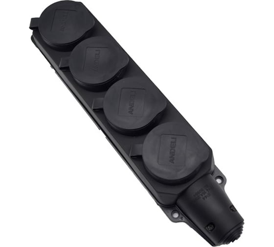 Изображение товара Четырехместная розетка с заглушками ANDELI каучук AM-K06 2Р+РЕ 16А 220В IP44 ADL13-065