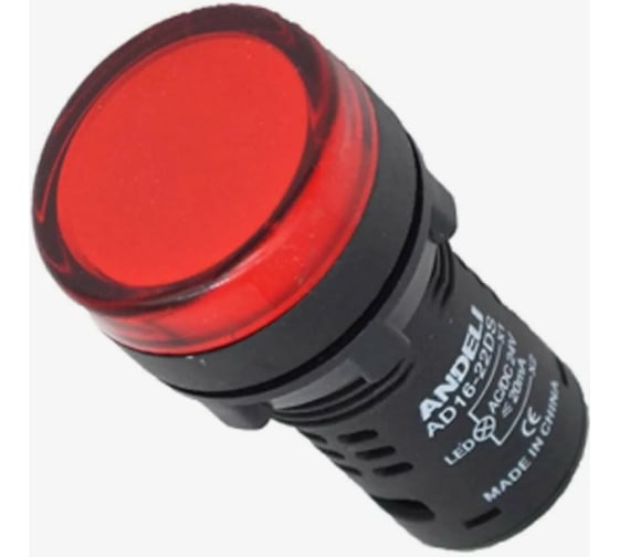 Изображение товара Лампа ANDELI AD16-22DS LED матрица d22мм красный 220В AC ADL10-143