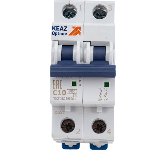 Изображение товара Автоматический модульный выключатель КЭАЗ OptiDin BM63-2C10-УХЛ3 260597