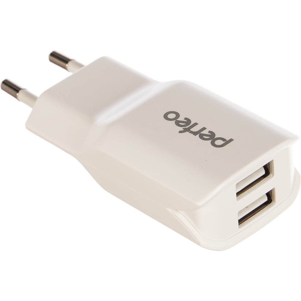 фото Сетевое зарядное устройство perfeo с разъемом 2xusb 2.1а белый u2lite pf_a4130 30 011 212