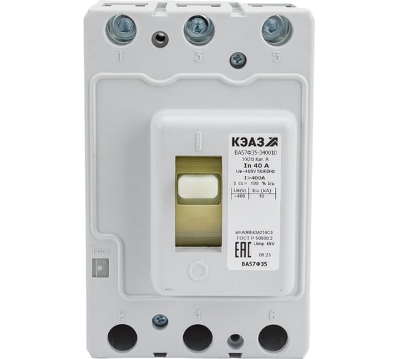 Изображение товара Автоматический выключатель КЭАЗ ВА57Ф35-340010-40А-400-400AC-УХЛ3- 109325