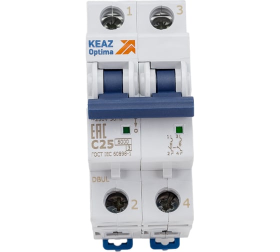 Изображение товара Автоматический модульный выключатель КЭАЗ OptiDin BM63-2C25-УХЛ3 260602