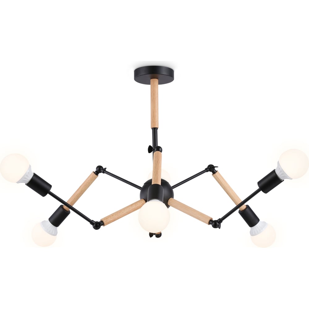 Изображение товара Подвесной светильник Ambrella Light TRADITIONAL TR80488 стиль лофт 6 ламп черный светлое дерево