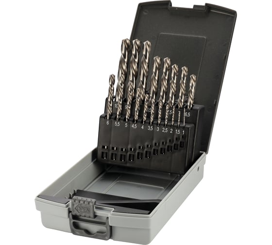 Изображение товара Набор сверл по металлу 1-10 мм DIN338 HSS-G 135 LH-Левые 19 шт H-Tools 214214LiROHT