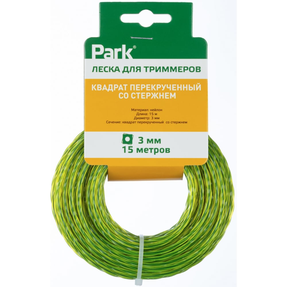 Изображение товара Леска для триммеров 3 мм 15 м квадрат со стержнем PARK 990623