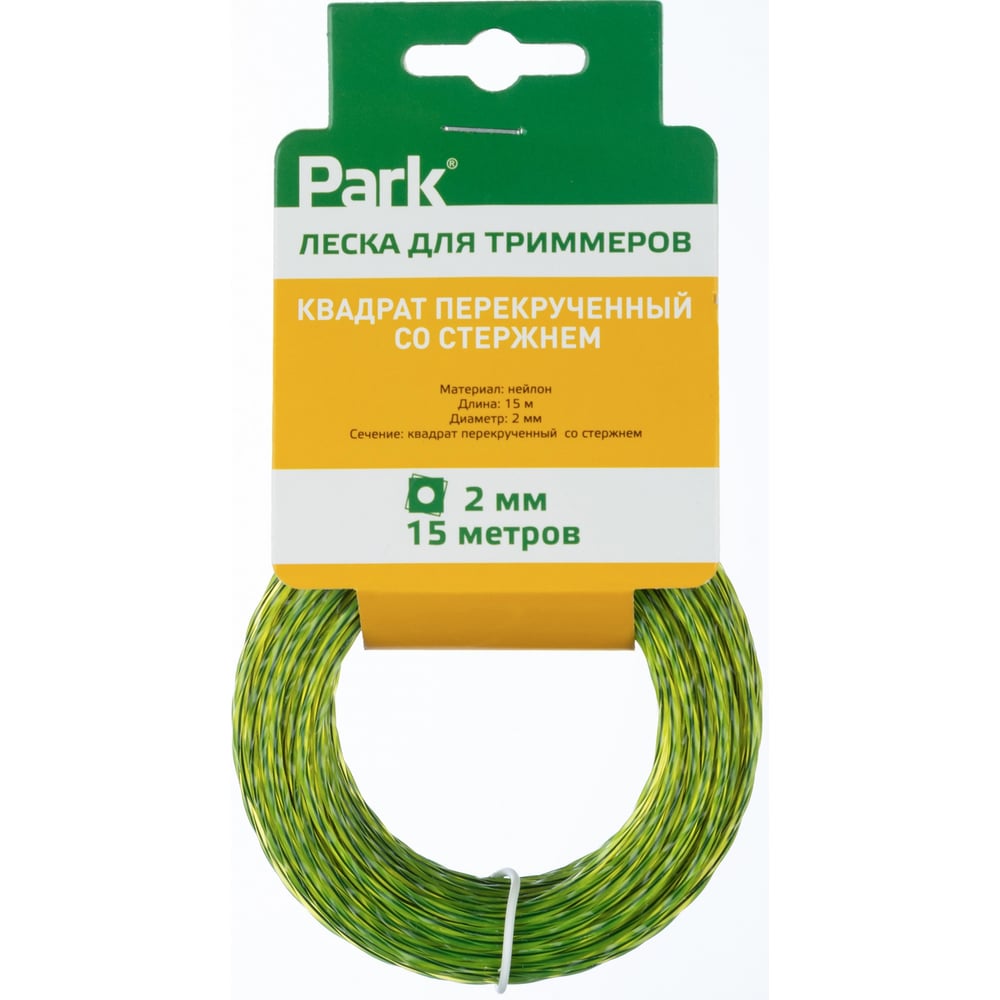 Изображение товара Леска для триммеров 2 мм 15 м квадрат со стержнем PARK 990620