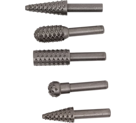 Изображение товара Набор шарошек рашпильных по дереву хв-к 6 мм, L 60 мм, 5 шт Pobedit 2160025