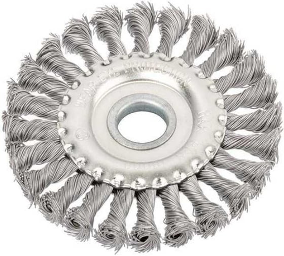 Изображение товара Корщетка-колесо Профи 125x22.2 мм, витая проволока, нержавеющая сталь FIT 38831