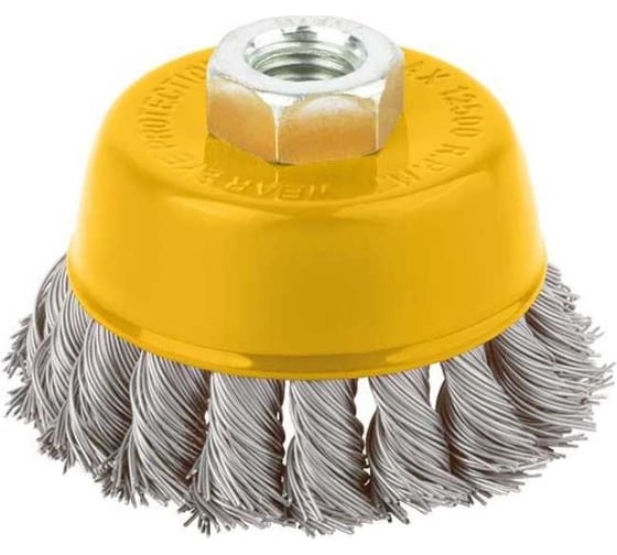 Изображение товара Корщетка-чашка, гайка М14, 100 мм, витая проволока, нержавеющая сталь  FIT 38848