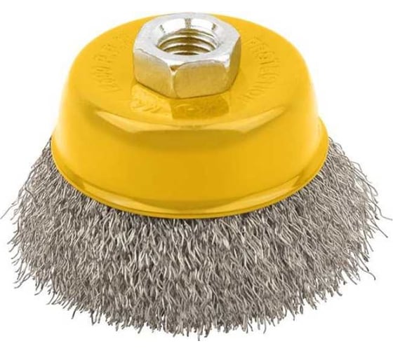 Изображение товара Корщетка-чашка, гайка М14, 75 мм, волнистая проволока, нержавеющая сталь FIT 38842