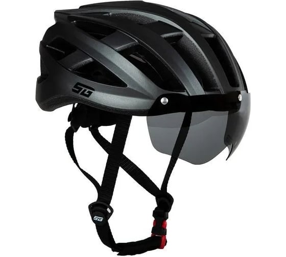 Изображение товара Шлем с визором и фонарем STG TS-33, M (54-58 см), серый Х112447