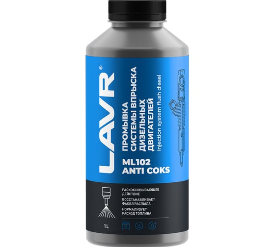 Изображение товара Промывка системы впрыска дизельного двигателя LAVR ML102 с раскоксовывающим действием 1 л Ln2002