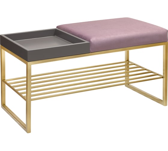 Изображение товара Банкетка GreenWeen RUBY BOX золотая, Dusty Pink, GreyBox, 850x400x450 GW-RUBYBOX-DPGREY-850G