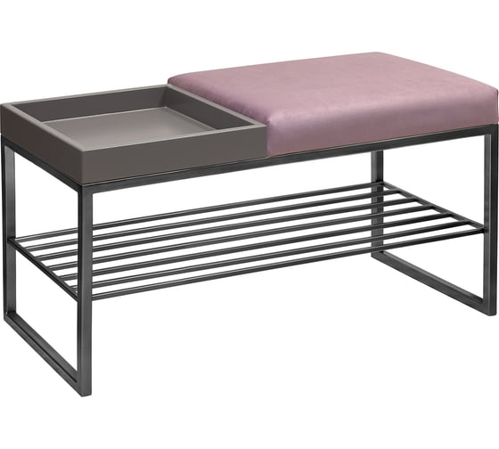 Изображение товара Банкетка GreenWeen RUBY BOX черная, Dusty Pink, GreyBox, 850x400x450 GW-RUBYBOX-DPGREY-850B