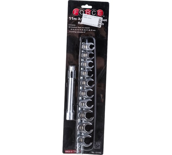 Изображение товара Набор разрезных ключей-насадок под вороток 3/8" на планке 11 предметов FORCE 51110