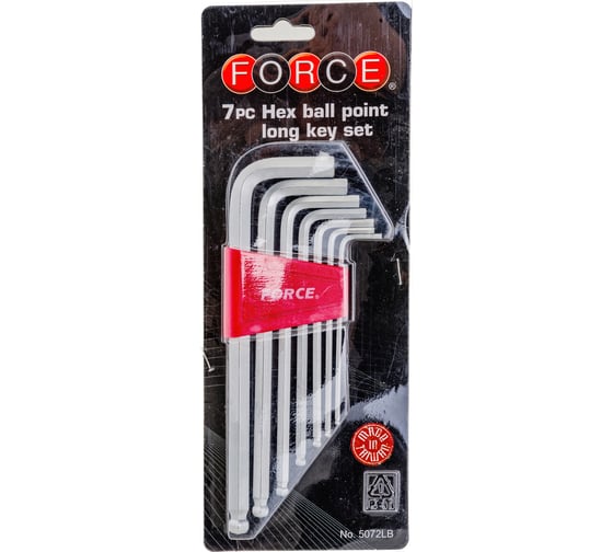 Изображение товара Набор средних с шаром Г-образных шестигранников 7 предметов FORCE 5072LB