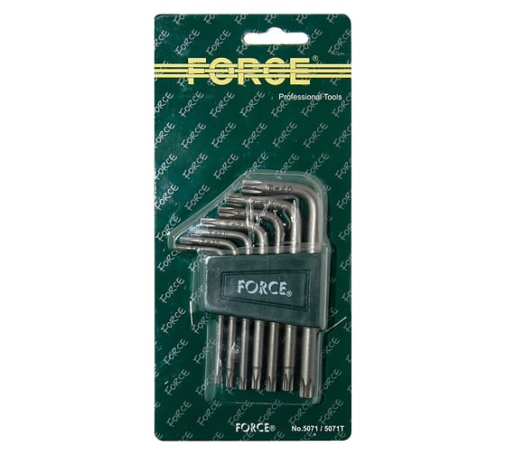 Изображение товара Набор Г-образных звездочек с отверстием Т10-Т40 7предметов FORCE 5071T