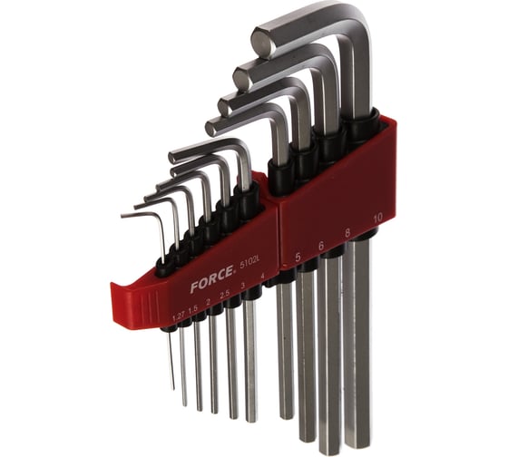 Изображение товара Набор средних Г-образных шестигранников 10 предметов FORCE 5102L