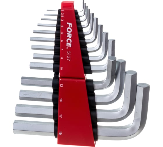 Изображение товара Набор Г-образных шестигранников 2-19 мм, 13 предметов FORCE 5137