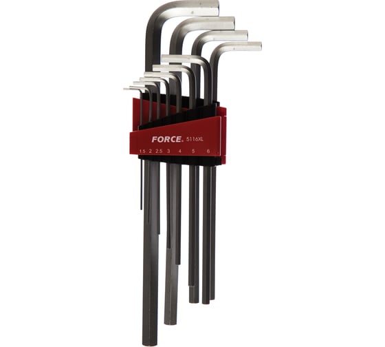 Изображение товара Набор длинных Г-образных шестигранников 1,5-12 мм, 11предметов FORCE 5116XL