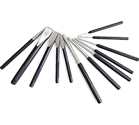 Изображение товара Набор: 3 зубила, 7 пробойников, 1 керн, 1 крейцмейсель 12 предметов FORCE 51229