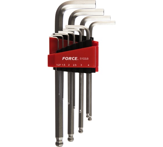 Изображение товара Набор средних Г-образных шестигранников с шаром 10 предметов FORCE 5102LB