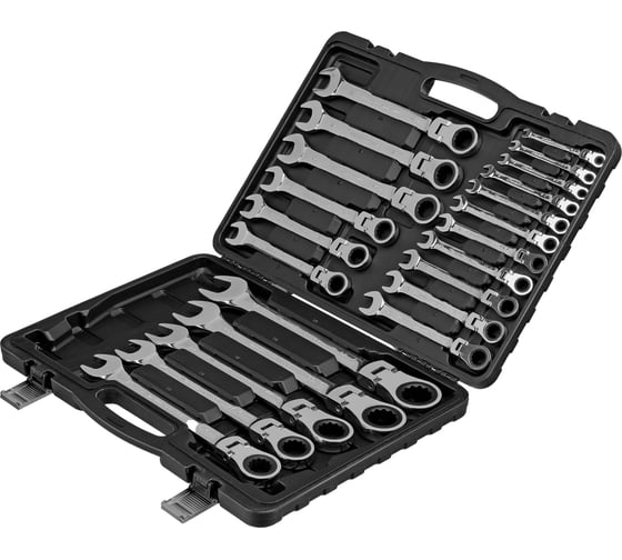 Изображение товара Набор комбинированных трещоточных шарнирных ключей MATRIX 22 шт. 14800