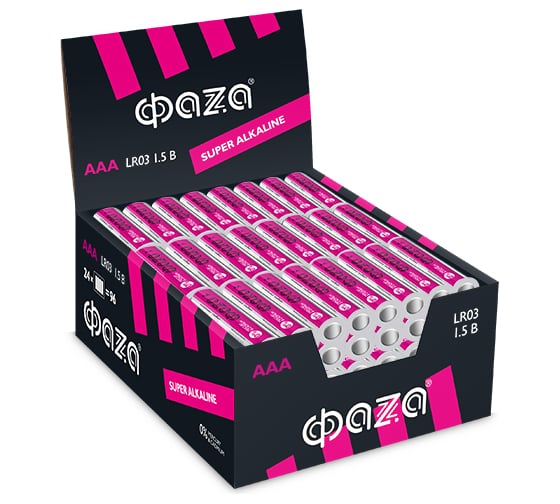 Изображение товара Батарейка ФАZА Элемент питания алкалиновый AAA/LR03 1.5В Super Alkaline box-96 (уп.96шт) DISPLAY 2854674