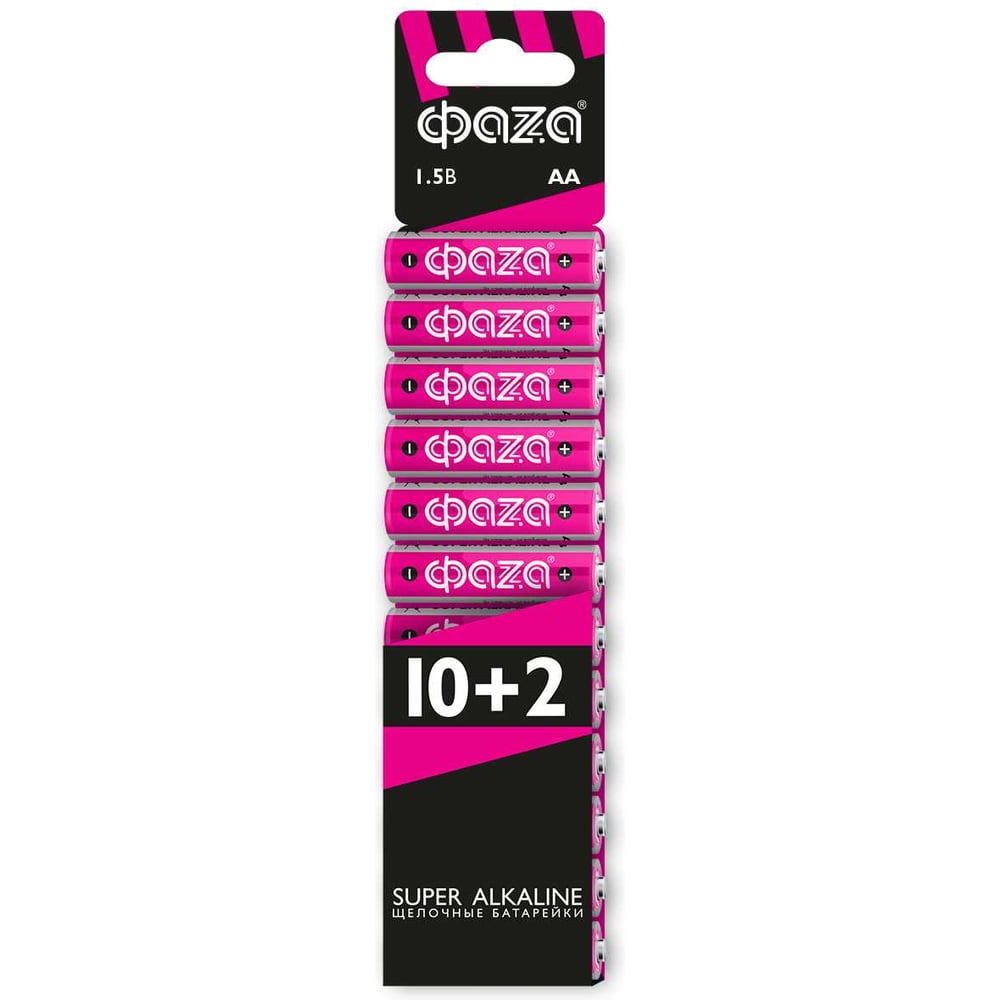 Батарейка Элемент питания алкалиновый AA/LR6 1.5В Super Alkaline SBL-(10+2) ФАZА (упаковка 12 шт) 2854582