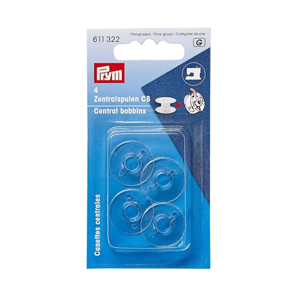 Изображение товара Шпульки для челнока PRYM 96817 пластик 4 шт. прозрачные для швейных машин