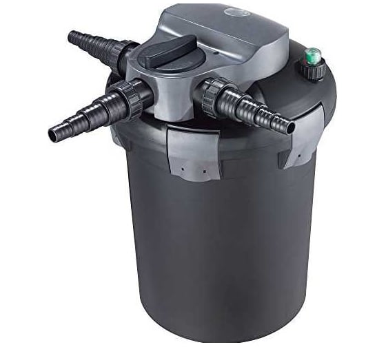 Изображение товара Ультрафиолетовый напорный биофильтр для водоема до 12 куб. м, UV 18W, габариты 413x491 мм, выход 20/25 Jebao BF-12000E