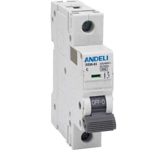 Изображение товара Автоматический выключатель ANDELI DZ66-63/1P 20A 6kA тип  C ADL01-229