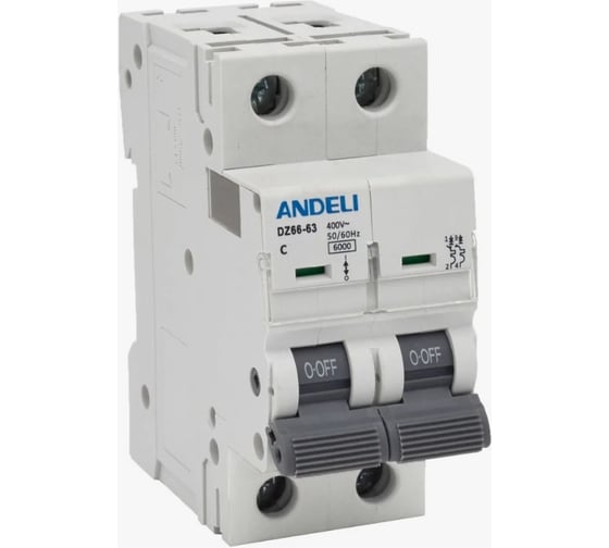 Изображение товара Автоматический выключатель ANDELI DZ66-63/2P 20A 6kA тип C ADL01-242