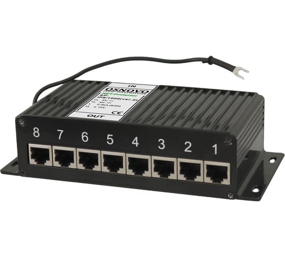 Изображение товара Устройство грозозащиты для локальной вычислительной сети OSNOVO SP-IP8/1000(ver2) (скорость до 1000 Мбит/с) на 8 портов sct1160