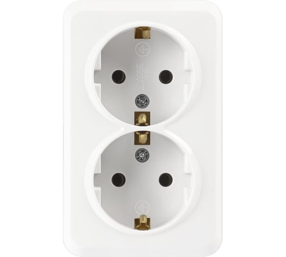 Изображение товара Розетка Smartbuy 2-местная 16А с заземлением белая Юпитер SBE-03w-16-S2-Z