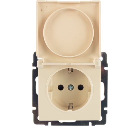 Изображение товара Розетка Smartbuy с заземлением и крышкой 16А, бежевая Нептун SBE-05i-16-S1-ZK