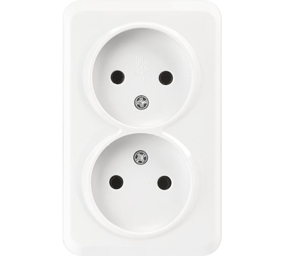 Изображение товара Розетка Smartbuy 2-местная 10А без заземления белая, керамика Юпитер SBE-03w-10-S2-N-c