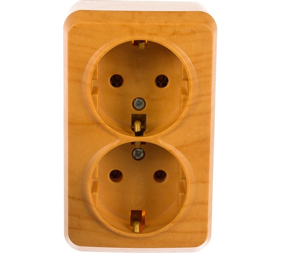 Изображение товара Розетка Smartbuy 2-местная 16А с заземлением светлое дерево Юпитер SBE-03lw-16-S2-Z