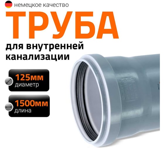 Изображение товара Канализационная труба Ostendorf 125х1500 мм 116050