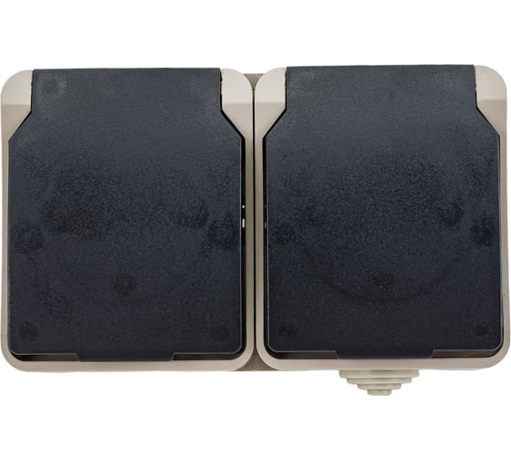 Изображение товара Розетка Smartbuy 2-местная с заземлением 16А с крышкой, IP54 Сатурн SBE-04w-16-S2-Z