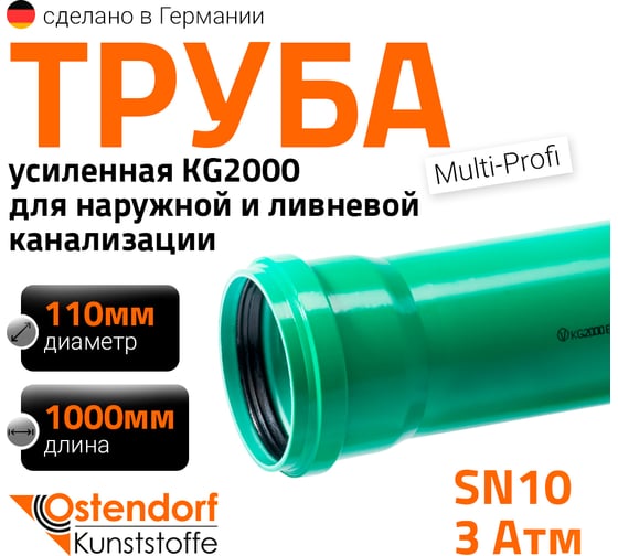 Изображение товара Труба ливневой канализации Ostendorf 110х1000 мм 770340